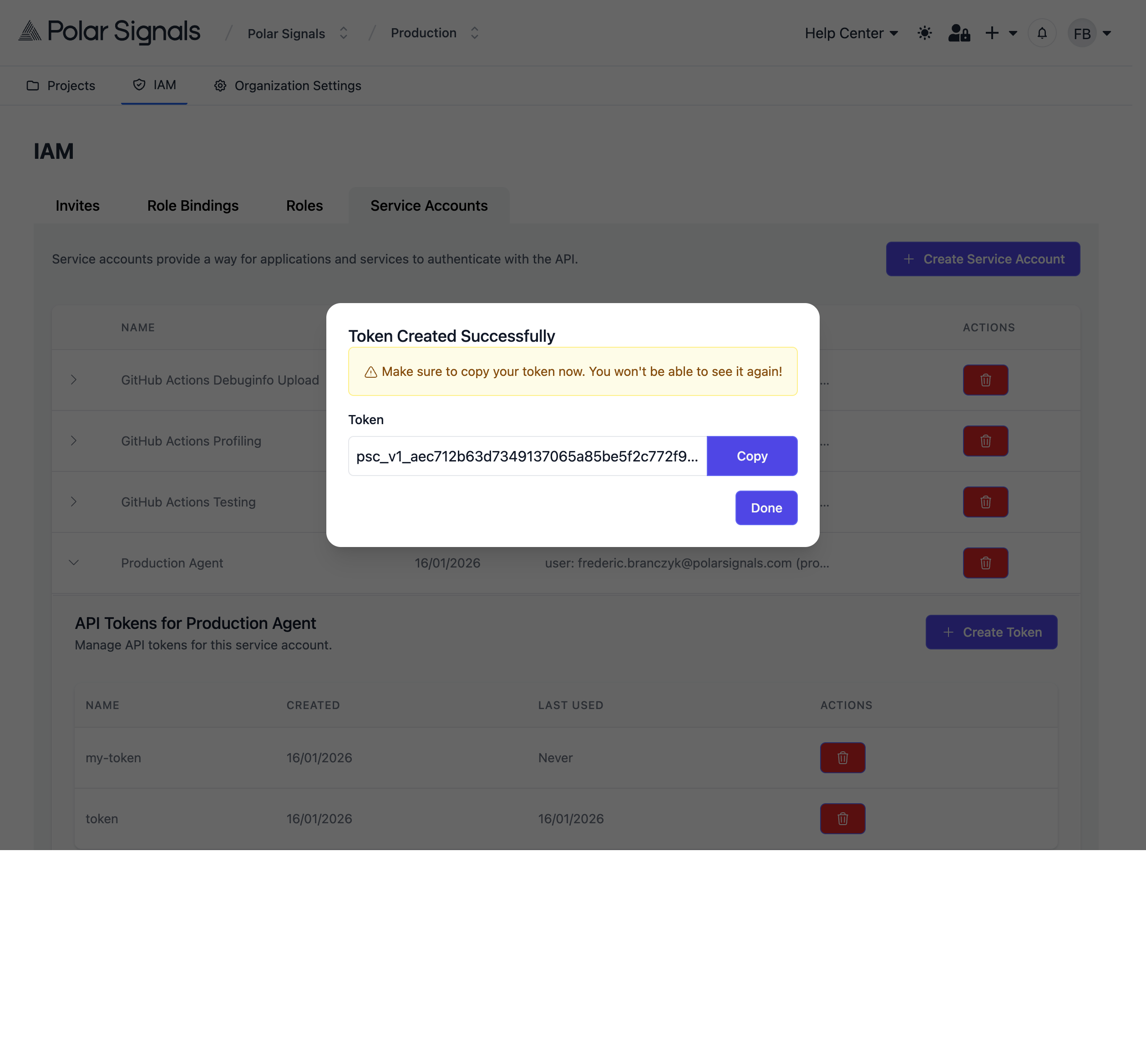Token generated successfully